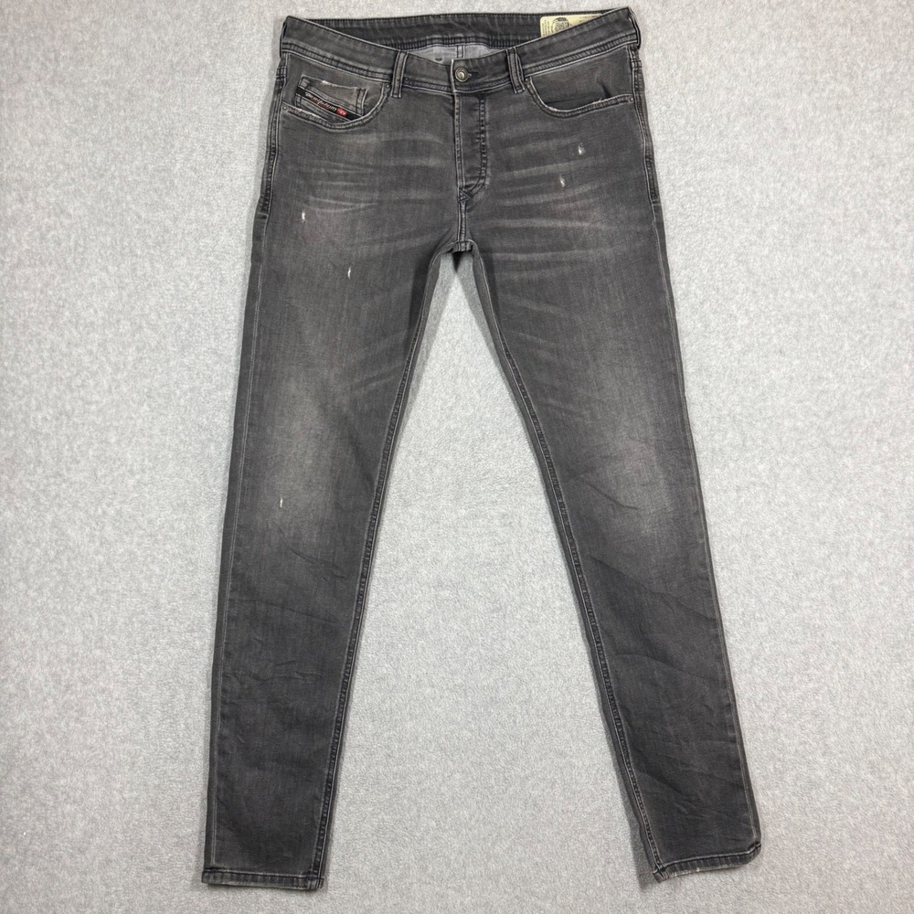 Diesel Sleenker-X Slim Skinny Jeans Mens 33x32 Dark Gray Stretch Denim 069JR - Picture 2 of 16